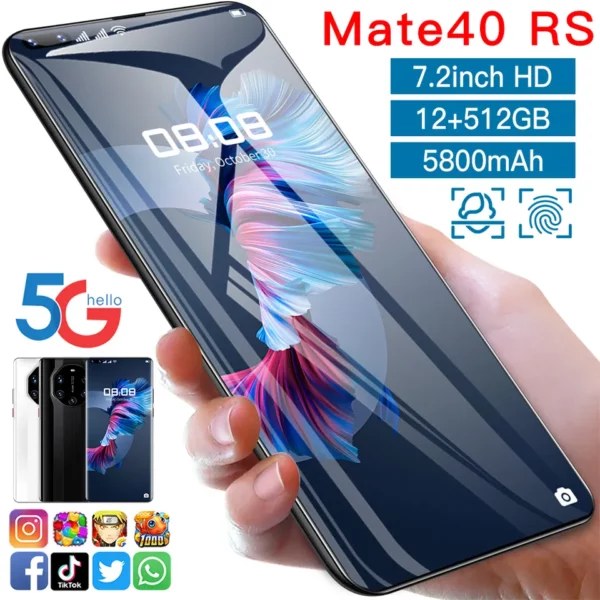 5G Cellphones Android Smartphones 12+512GB Dual SIM smart Mobile Phones